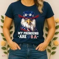 My Pronouns Are Usa Funny Eagle 4 July American Women's T-Shirt thumb 2
