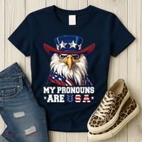 My Pronouns Are Usa Funny Eagle 4 July American Women's T-Shirt thumb 3