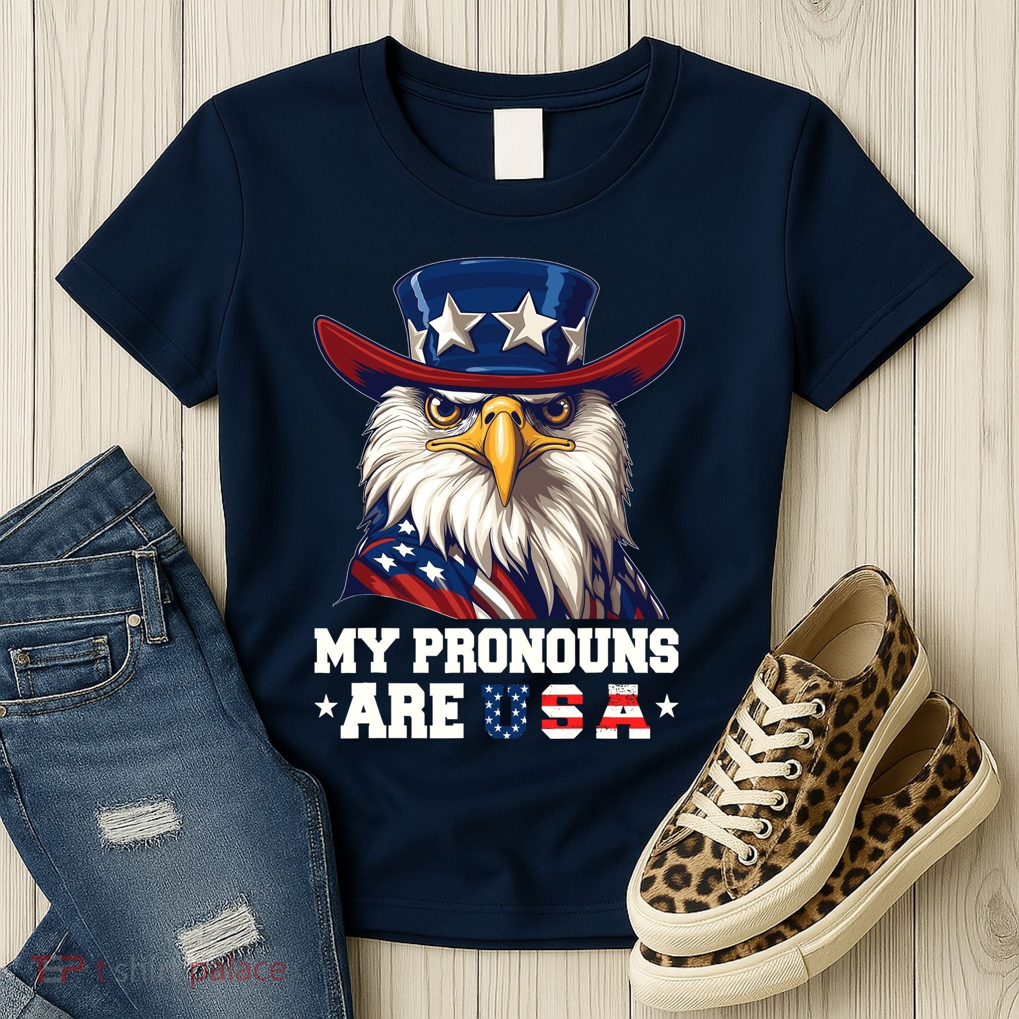 My Pronouns Are Usa Funny Eagle 4 July American Women's T-Shirt