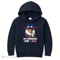 My Pronouns Are Usa Funny Eagle 4 July American Kids Hoodie thumb 0