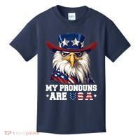 My Pronouns Are Usa Funny Eagle 4 July American Kids T-Shirt thumb 0