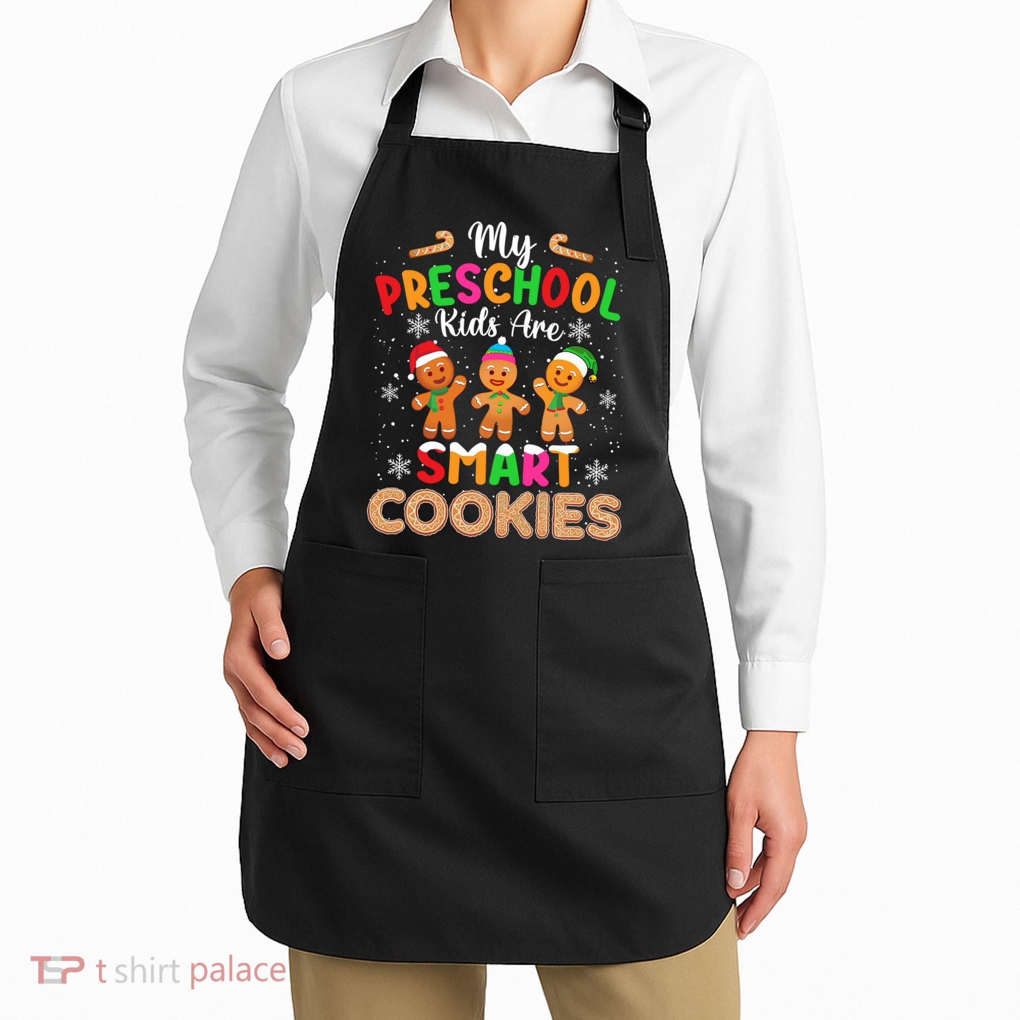 My Preschool Are Smart Cookies Christmas Gingerbread Funny Teacher Apron