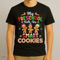 My Preschool Are Smart Cookies Christmas Gingerbread Funny Teacher T-Shirt thumb 3