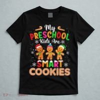 My Preschool Are Smart Cookies Christmas Gingerbread Funny Teacher T-Shirt thumb 5