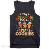 My Preschool Are Smart Cookies Christmas Gingerbread Funny Teacher Tank Top thumb 0