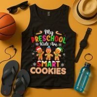 My Preschool Are Smart Cookies Christmas Gingerbread Funny Teacher Tank Top thumb 4