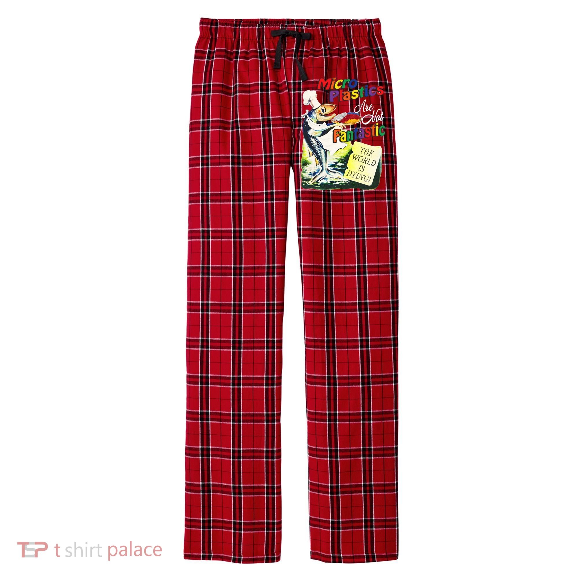 Micro Plastics Are Not Fantastic The World Is Dying Men's Flannel Plaid Pajama Pants