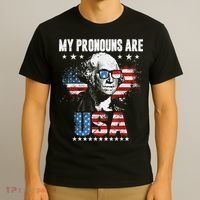 My Pronouns Are USA George Washington 4th Of July US American Flag T-Shirt thumb 3