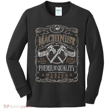 Machinist Patriotic American 100 Proof Kids Long Sleeve Shirt