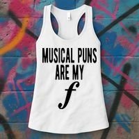 Musical Puns Are My Forte Band Instrument Fun Music Women's Tank Top thumb 3