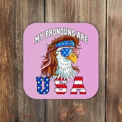 My Pronouns Are Usa Eagle American Coaster