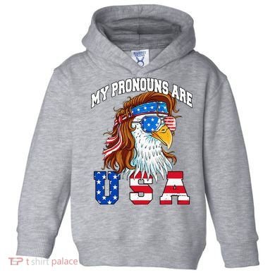 My Pronouns Are Usa Eagle American Toddler Hoodie