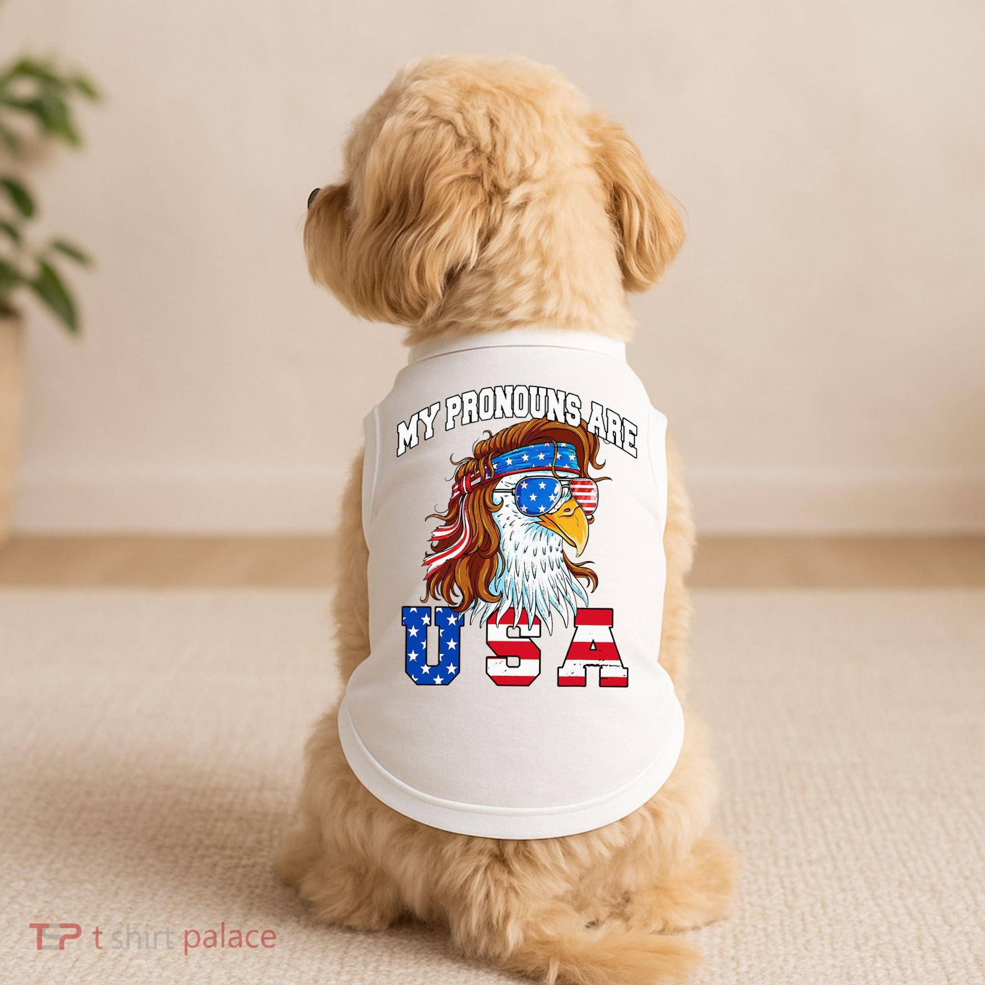 My Pronouns Are Usa Eagle American Doggie Tank