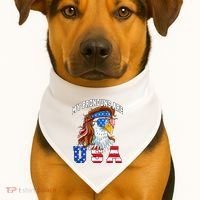 My Pronouns Are Usa Eagle American USA-Made Doggie Bandana thumb 1