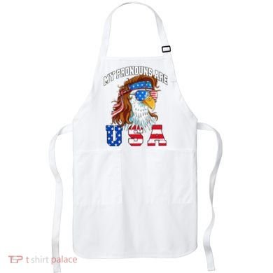 My Pronouns Are Usa Eagle American Apron