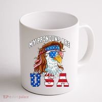My Pronouns Are Usa Eagle American Coffee Mug thumb 1