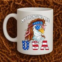 My Pronouns Are Usa Eagle American Coffee Mug thumb 2