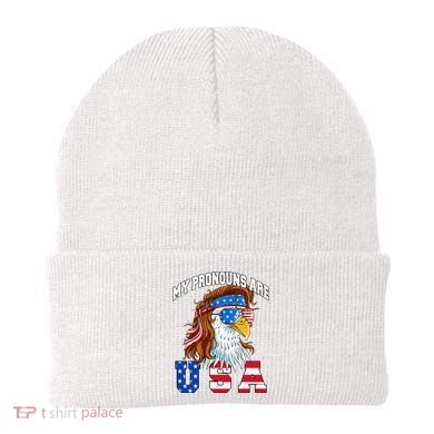 My Pronouns Are Usa Eagle American Beanie