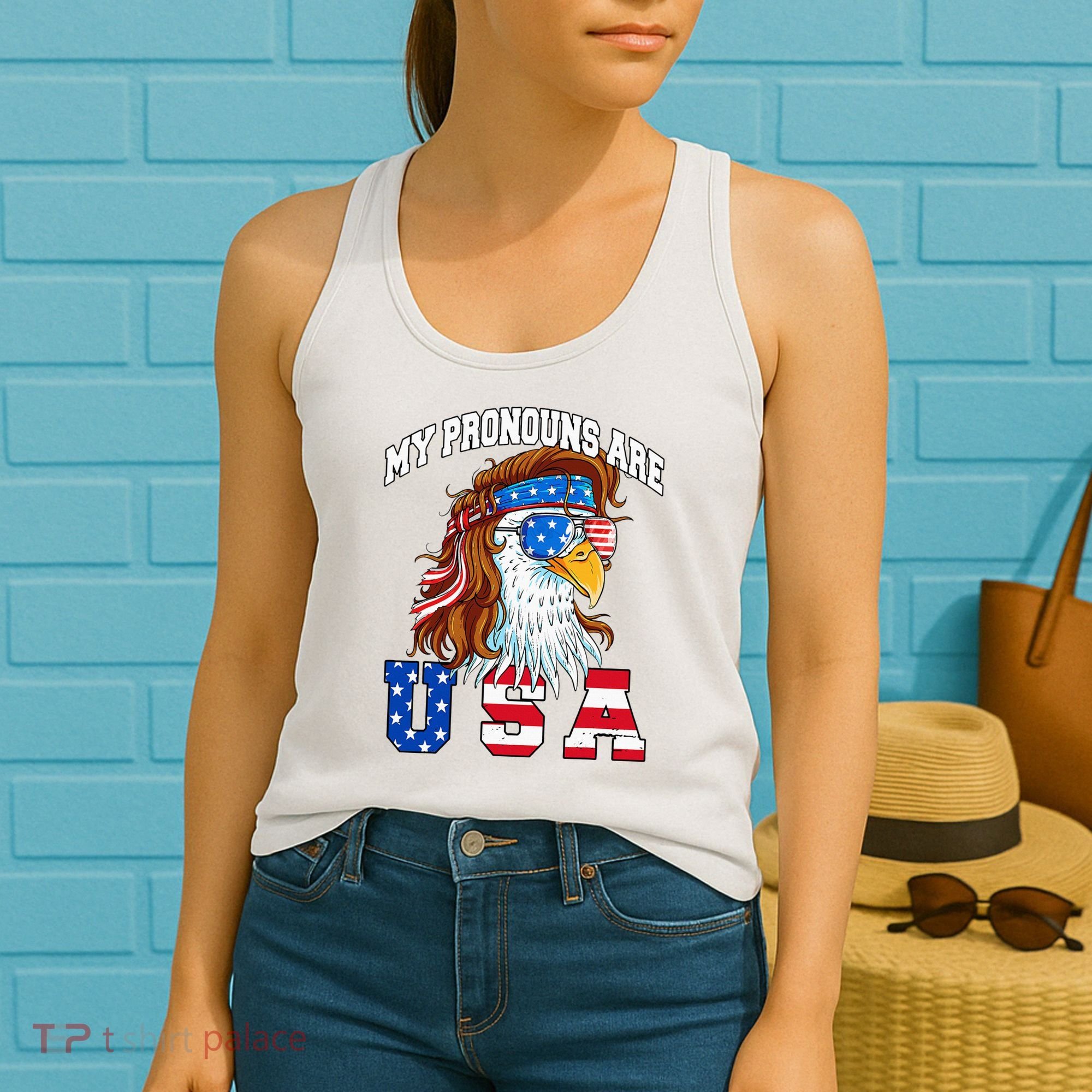 My Pronouns Are Usa Eagle American Women's Tank Top