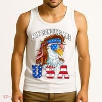 My Pronouns Are Usa Eagle American Tank Top thumb 3