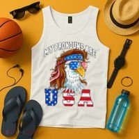 My Pronouns Are Usa Eagle American Tank Top thumb 4