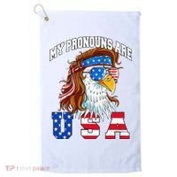 My Pronouns Are Usa Eagle American Golf Towel thumb 0