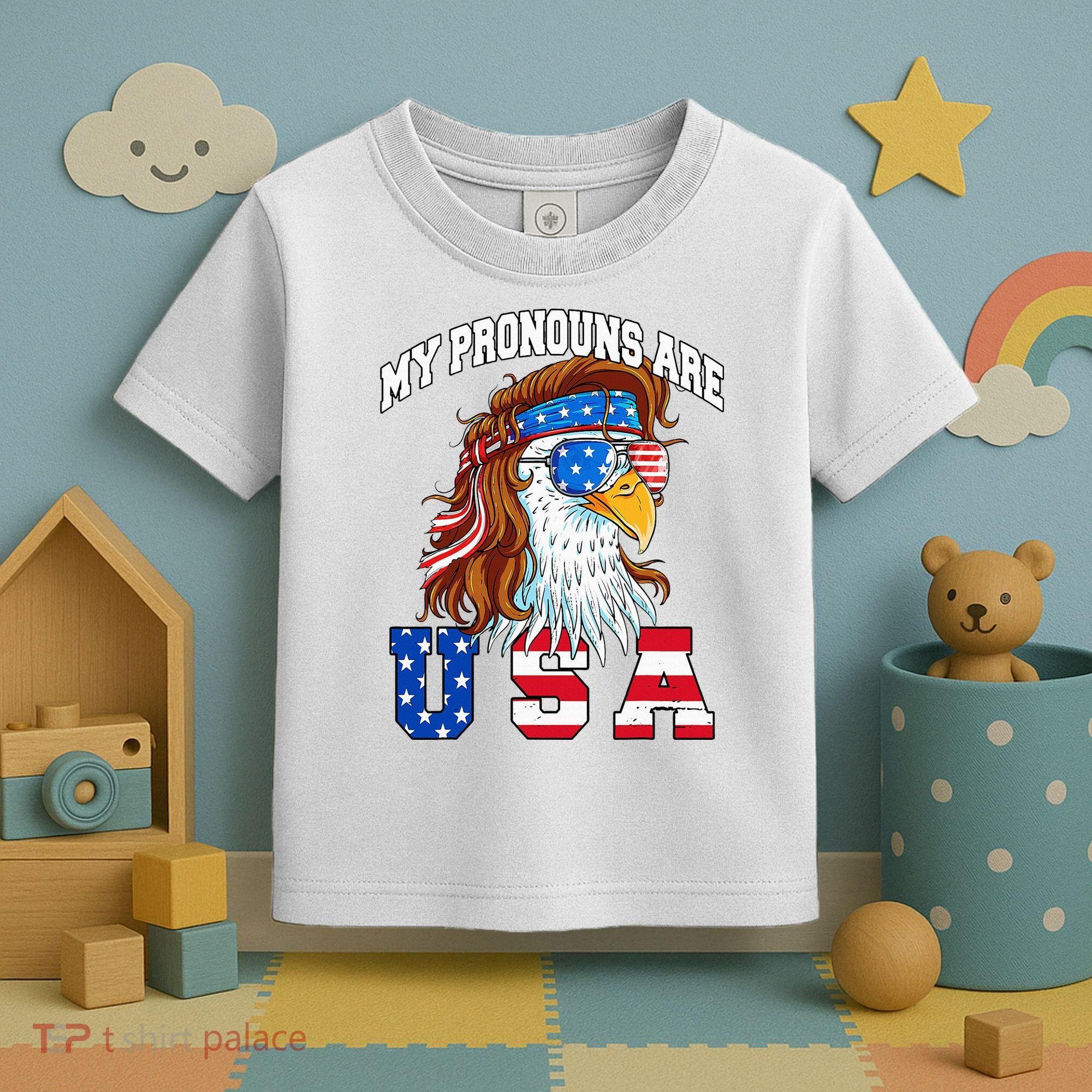 My Pronouns Are Usa Eagle American Toddler T-Shirt