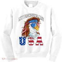 My Pronouns Are Usa Eagle American Kids Sweatshirt thumb 0