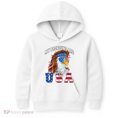 My Pronouns Are Usa Eagle American Kids Hoodie