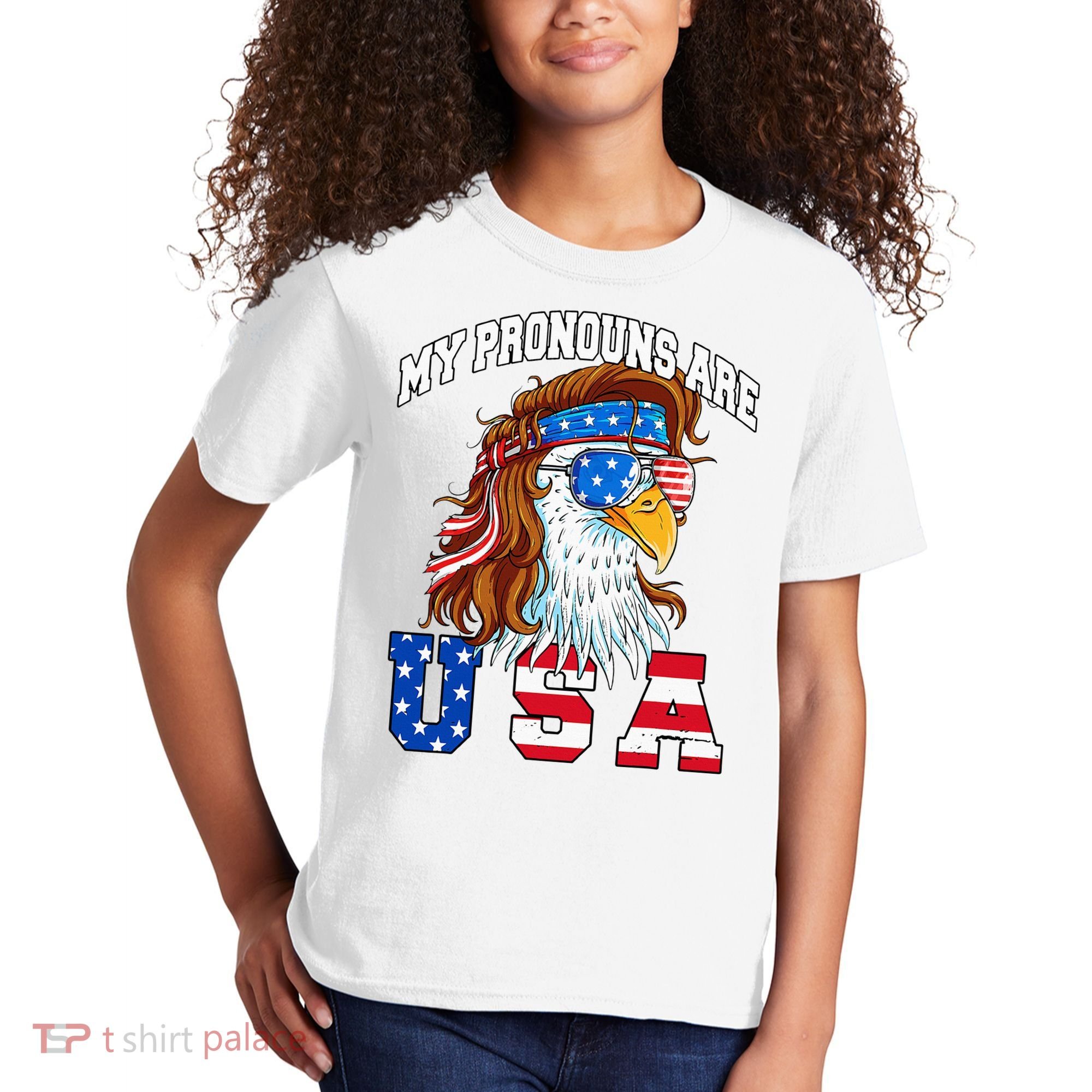 My Pronouns Are Usa Eagle American Kids T-Shirt