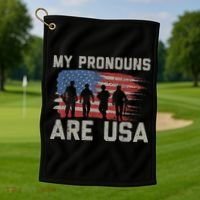 My Pronouns Are Usa Golf Towel thumb 1