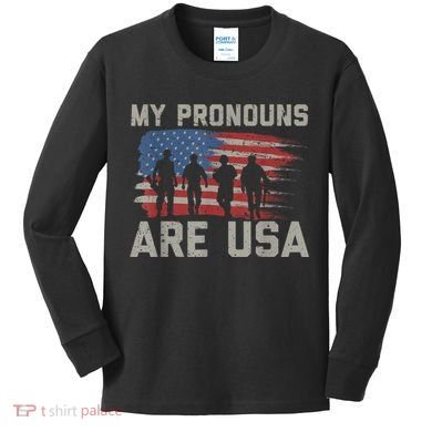 My Pronouns Are Usa Kids Long Sleeve Shirt