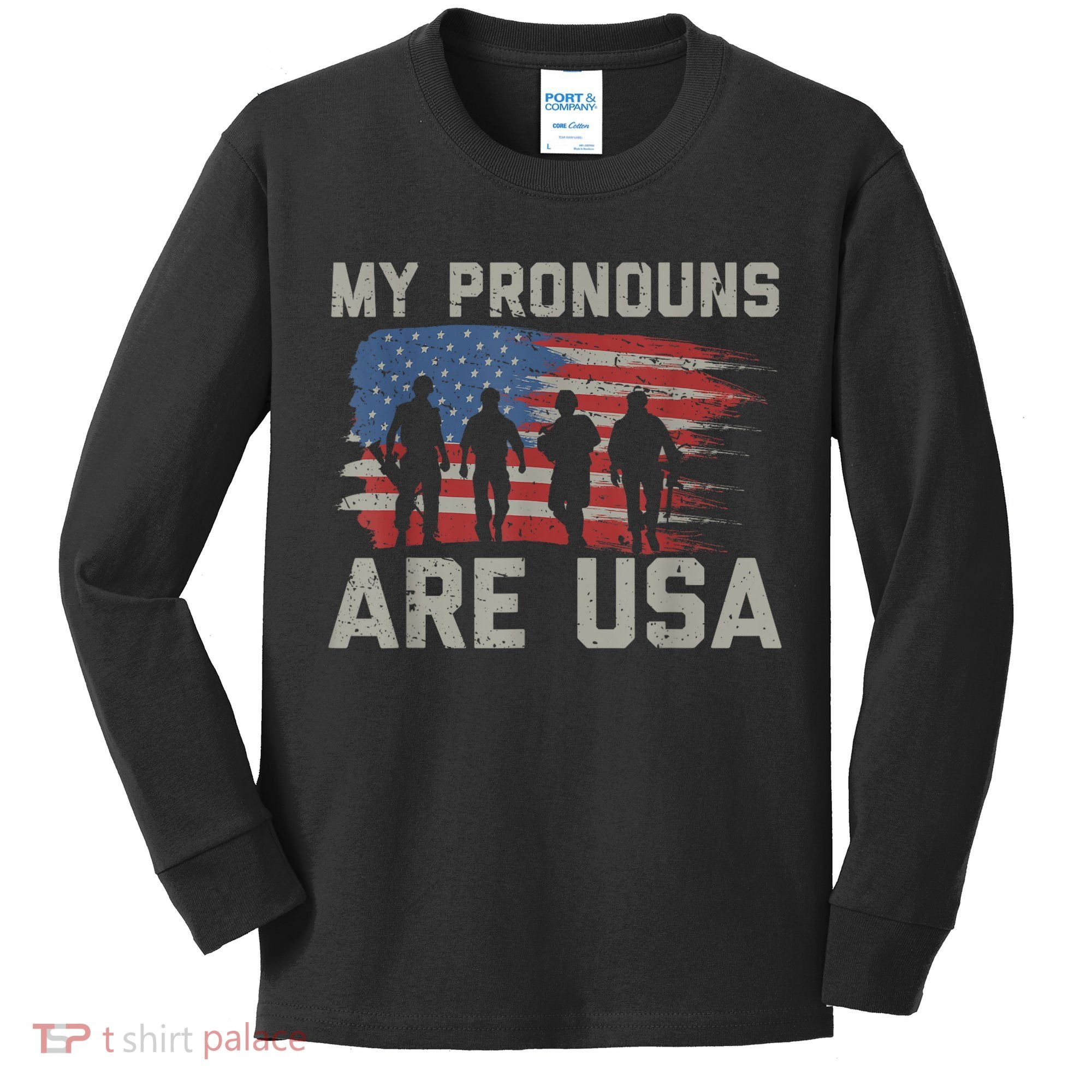 My Pronouns Are Usa Kids Long Sleeve Shirt