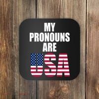 My Pronouns Are USA Patriotic Coaster thumb 0
