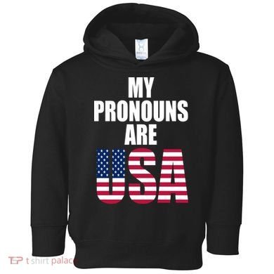 My Pronouns Are USA Patriotic Toddler Hoodie