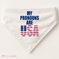 My Pronouns Are USA Patriotic USA-Made Doggie Bandana thumb 0