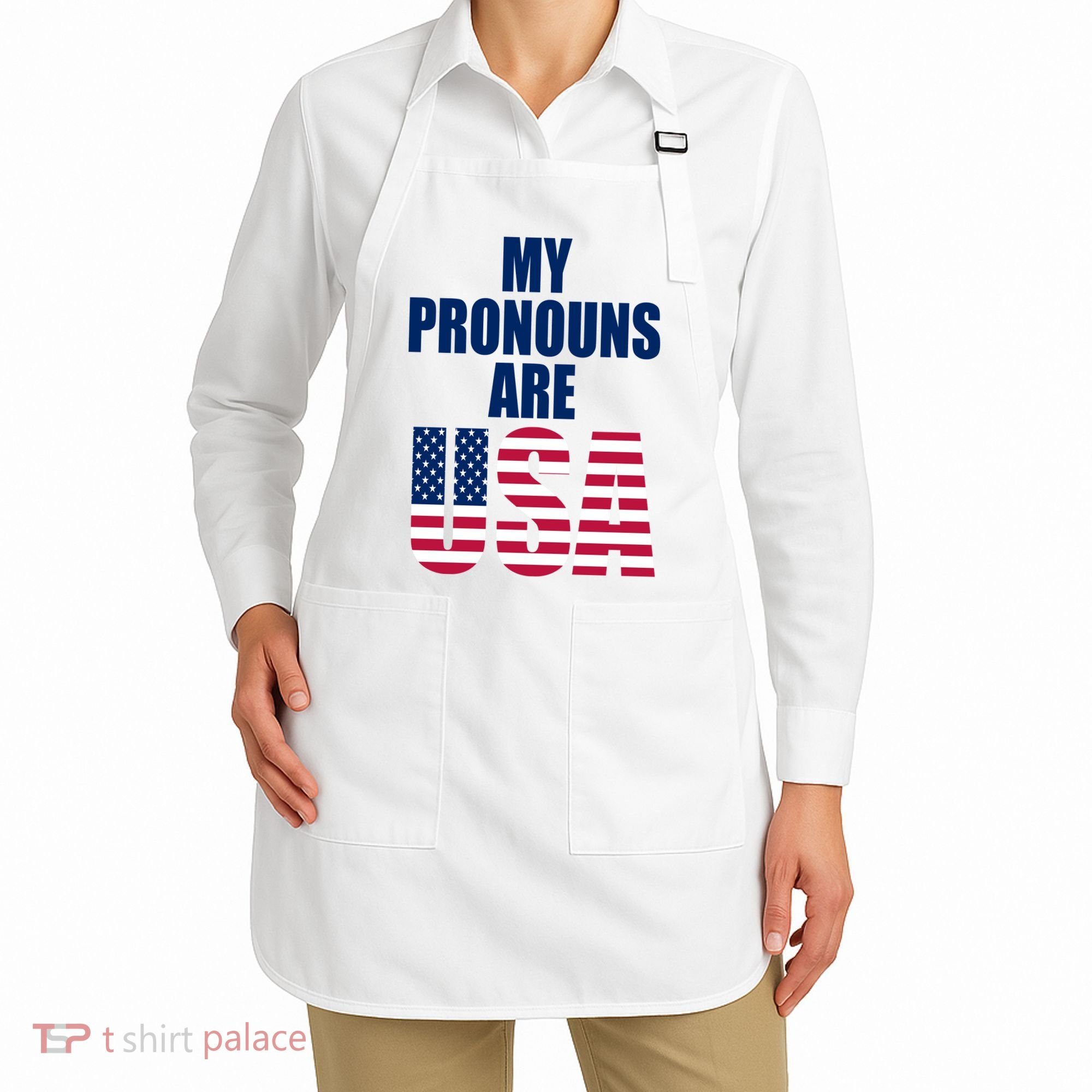 My Pronouns Are USA Patriotic Apron