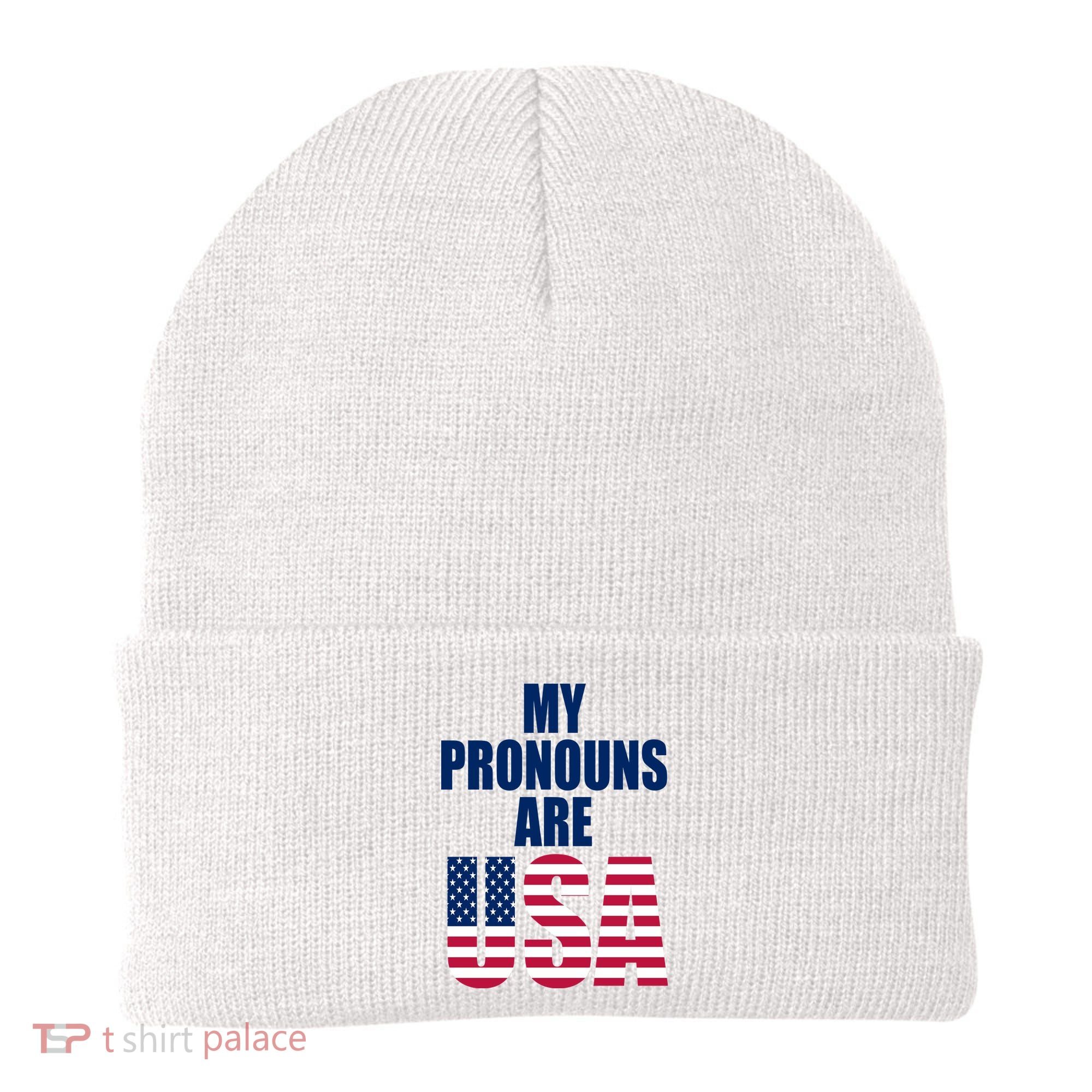 My Pronouns Are USA Patriotic Beanie