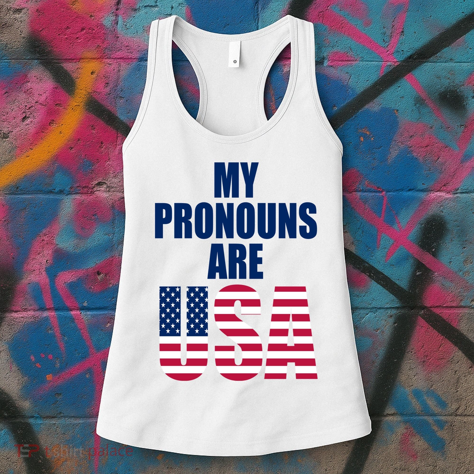 My Pronouns Are USA Patriotic Women's Tank Top