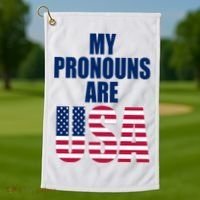 My Pronouns Are USA Patriotic Golf Towel thumb 1