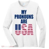 My Pronouns Are USA Patriotic Women's Long Sleeve Shirt thumb 0