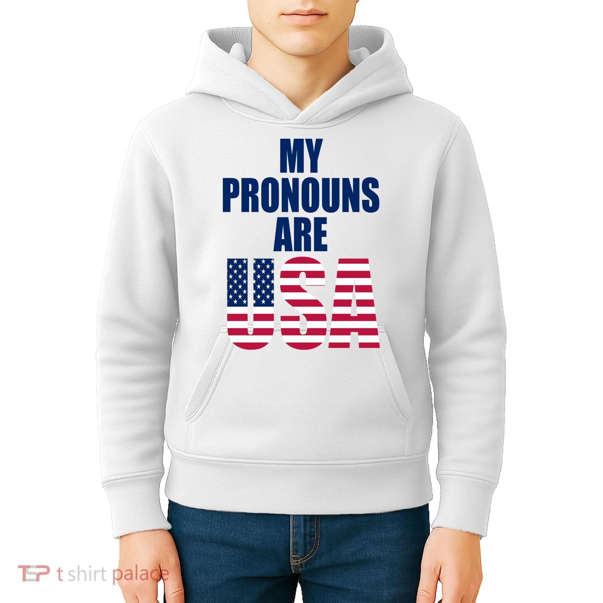 My Pronouns Are USA Patriotic Kids Hoodie