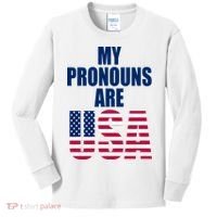 My Pronouns Are USA Patriotic Kids Long Sleeve Shirt thumb 0