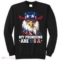 My Pronouns Are USA Funny Eagle 4th Of July American Sweatshirt thumb 0