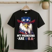 My Pronouns Are USA Funny Eagle 4th Of July American T-Shirt thumb 2