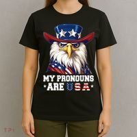 My Pronouns Are USA Funny Eagle 4th Of July American T-Shirt thumb 4