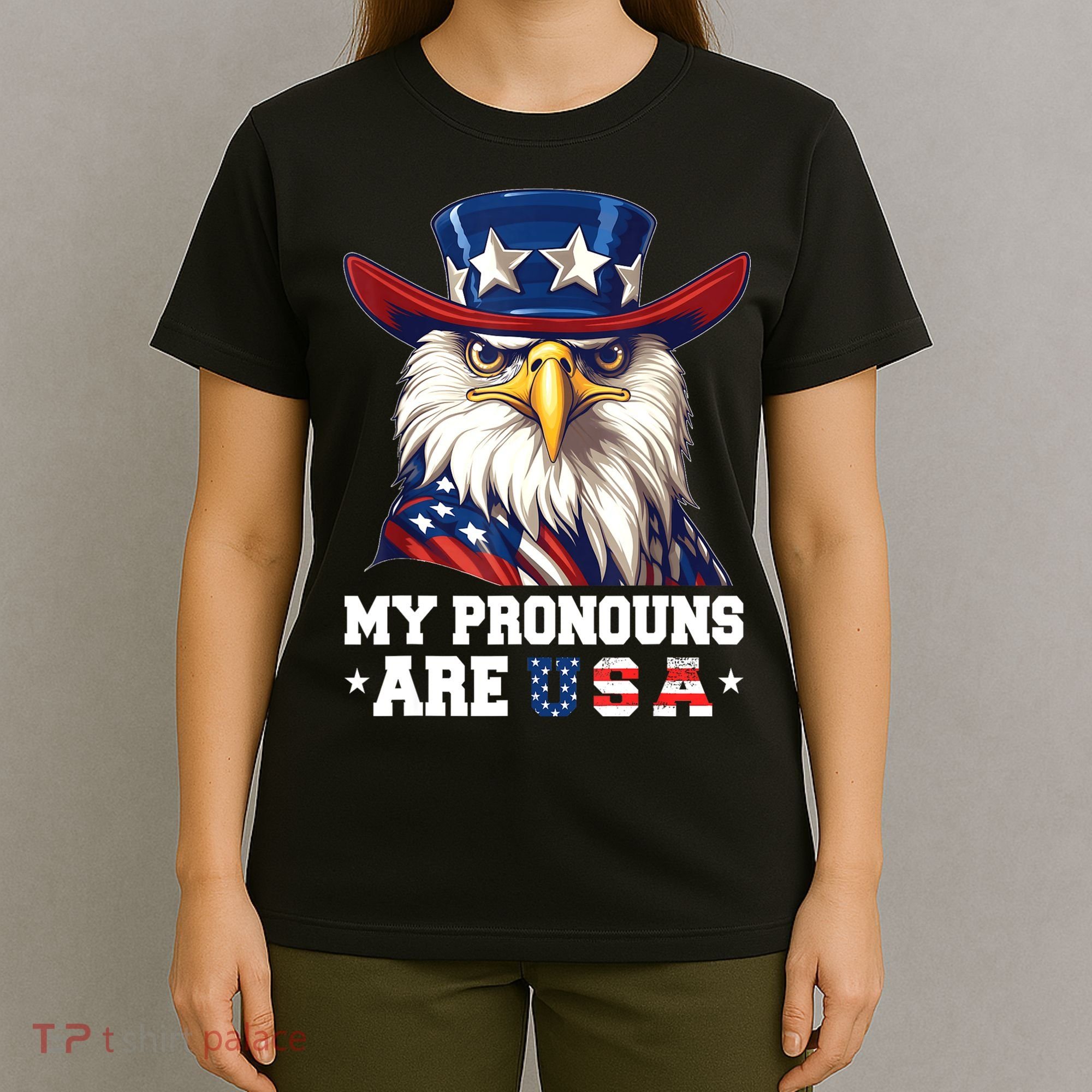 My Pronouns Are USA Funny Eagle 4th Of July American T-Shirt