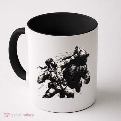 Man Punching Bear Funny Retro Vintage Hunting Coffee Mug