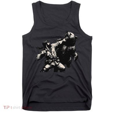 Man Punching Bear Funny Retro Vintage Hunting Tank Top