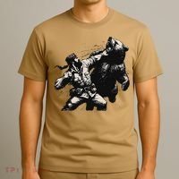 Man Punching Bear Funny Retro Vintage Hunting T-Shirt thumb 3